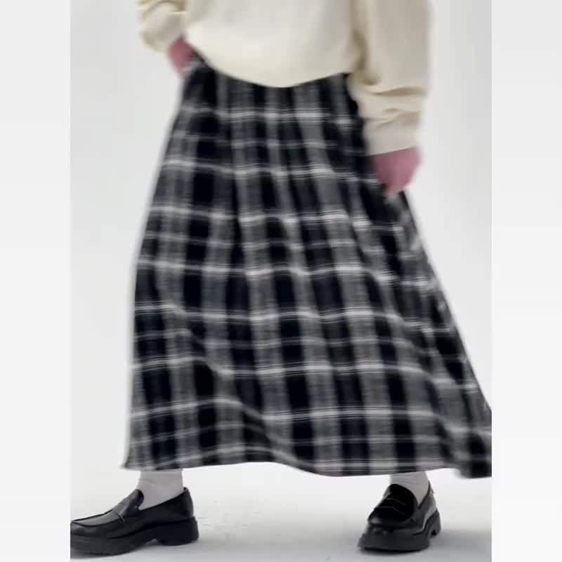 Khaki plaid 2024 maxi skirt