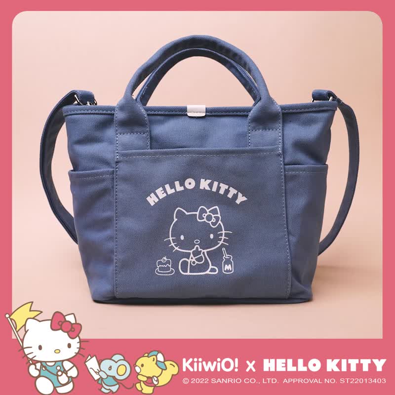 Hello Kitty 聯名款美式復古系列兩用帆布托特包 MOLLY 乾燥玫瑰 - 側背包/斜孭袋 - 棉．麻 粉紅色