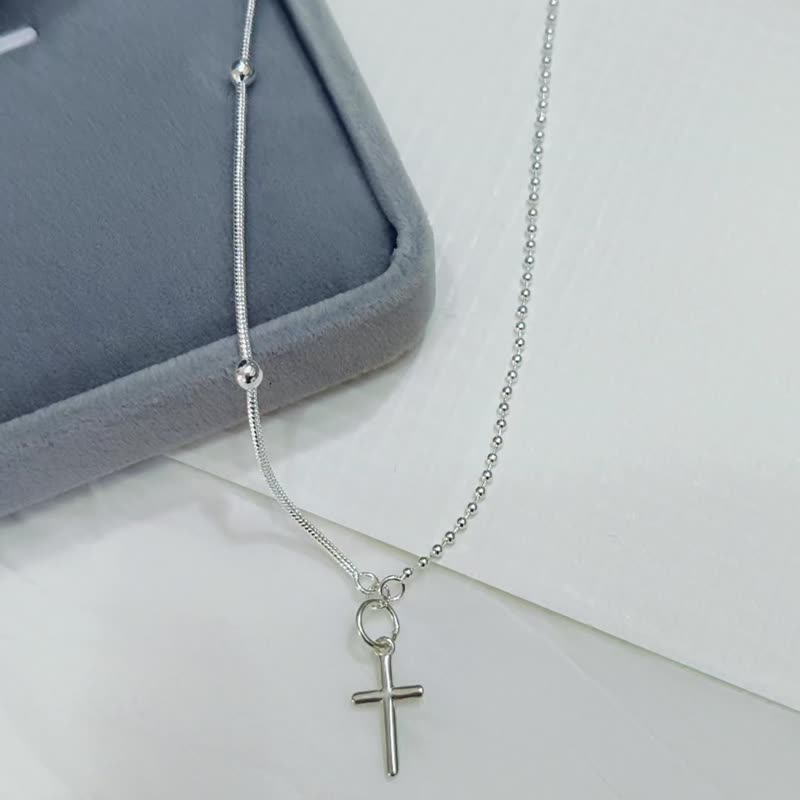 925 solid sterling silver French temperament cross necklace/original design - Necklaces - Sterling Silver 