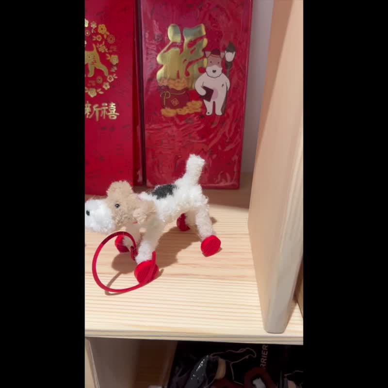 Wirefoxterrier 剛毛獵狐梗 手工扭扭羊毛梗 小吊飾鑰匙圈 - 其他 - 尼龍 白色