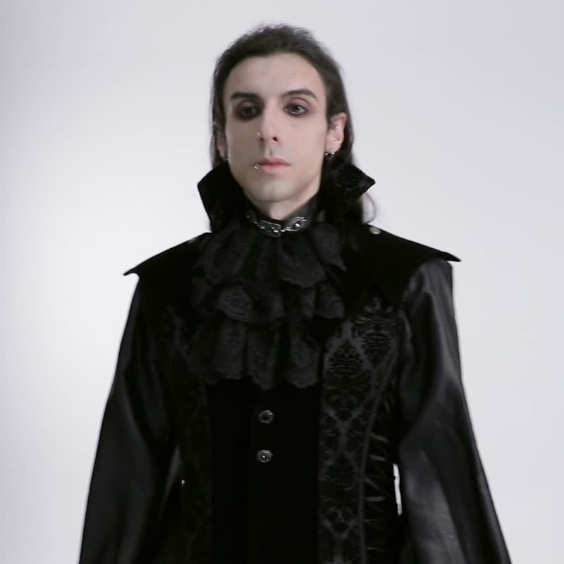 Renaissance Magician Gorgeous Stand Collar Jacket - Men's Coats & Jackets - Other Materials Black