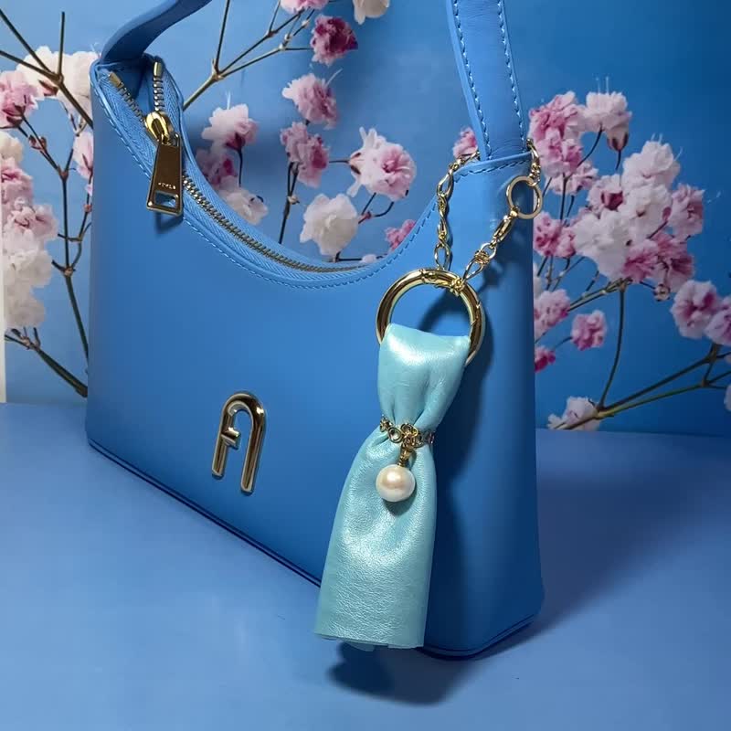 布×パワーストーン　バッグチャーム　アクセサリー　クリスタル　パール - 鑰匙圈/鑰匙包 - 水晶 粉紅色