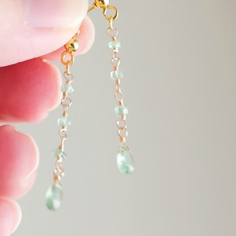 Delicately Swaying Zambian Emerald Stud Earrings: Transparent and Elegant Sparkle - Earrings & Clip-ons - Stone Green