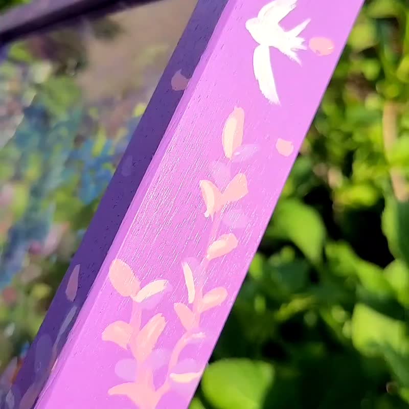 【一点のみ/花庭散歩/パープル】　透明アート　影絵　インテリア　花　鳥　オブジェ　ギフト - 海報/掛畫/掛布 - 壓克力 紫色