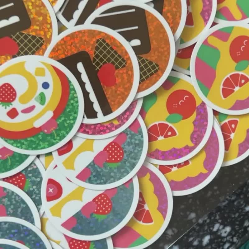 Round Food | Particle Laser Sticker - Stickers - Paper Multicolor