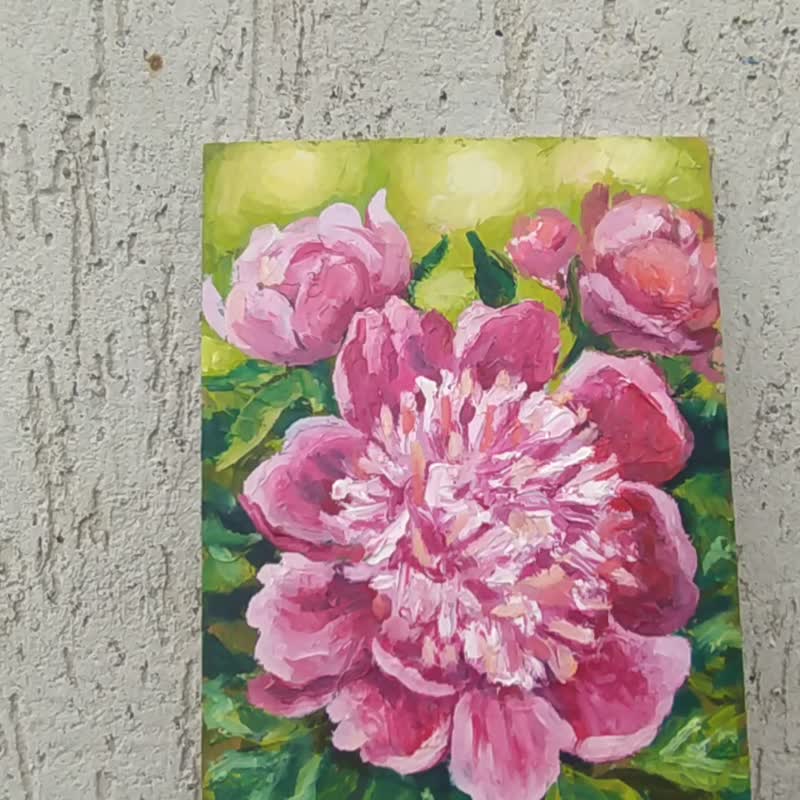 Peony Painting Flower Original Oil Art Pink Peonies - Posters - Other Materials Pink