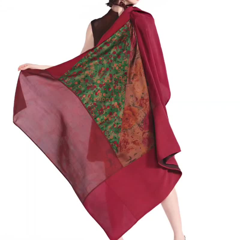 a mud silk patchwork cape as well as an art tablecloth - Knit Scarves & Wraps - Silk 