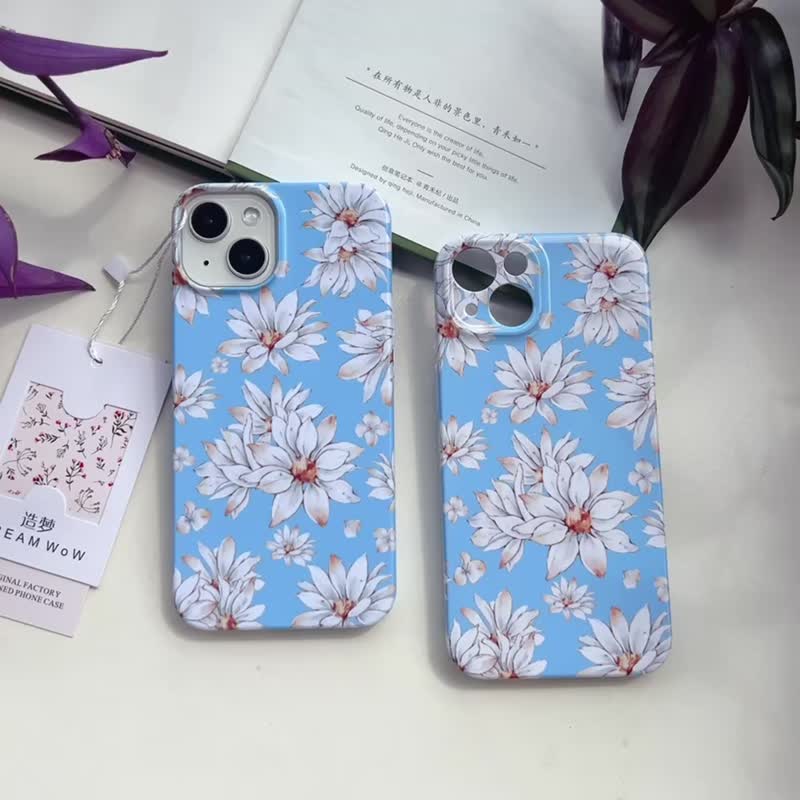 July Dreaming Original Mobile Phone Case Hand-painted Watercolor Small Clear Retro Chrysanthemum Suitable for Xiaomi Film Apple - เคส/ซองมือถือ - วัสดุอื่นๆ 