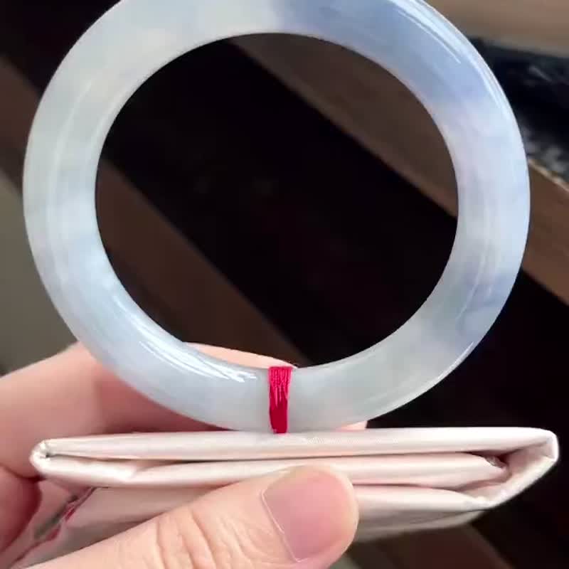 冰種翡翠天然翡翠玉鐲 A玉手鐲玉鈪 • 冰種濃紫藍翡翠圓鐲 - 手鍊/手環 - 玉石 紫色