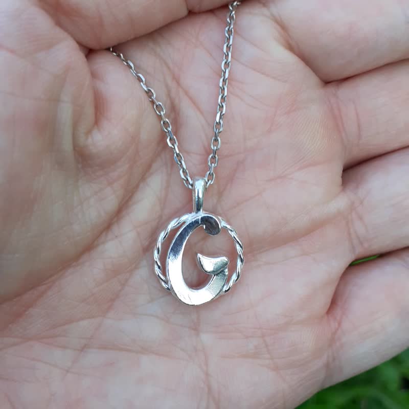 925 Sterling Silver Initial Letter G,H Necklace. - สร้อยคอ - เงินแท้ สีเงิน