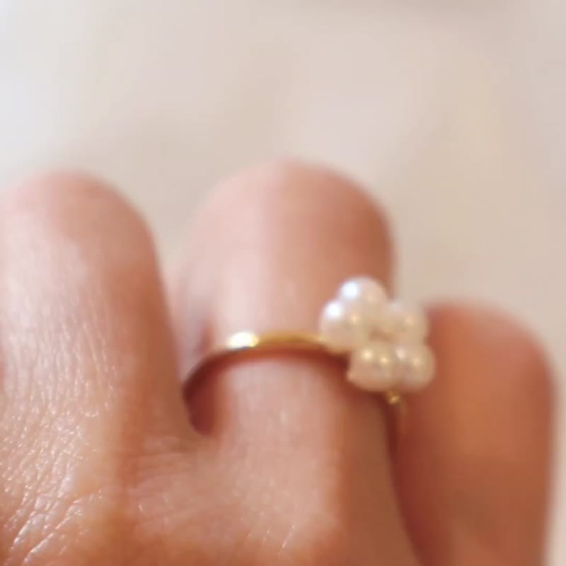 3.5mm - アコヤ日本産海水真珠 - 18Kゴールドダイヤモンドリング - リング・指輪 - 真珠 ゴールド