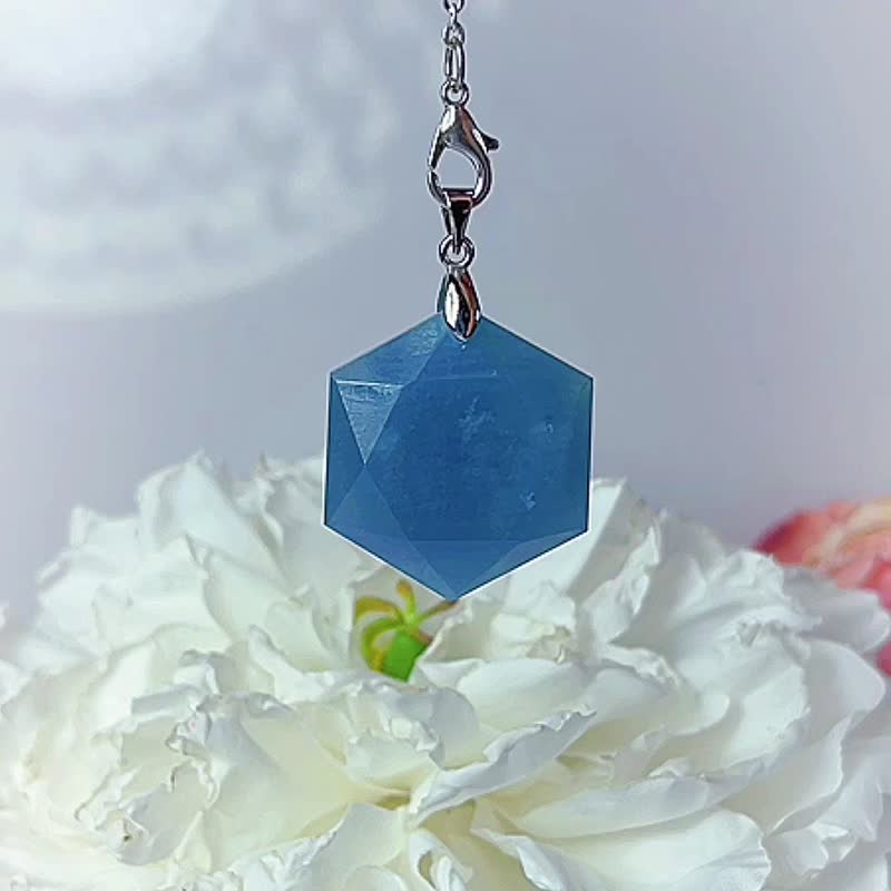 NO.51 海藍寶石 六芒星 靈擺 項鍊 吊墜 Aquamarine - 項鍊 - 半寶石 藍色