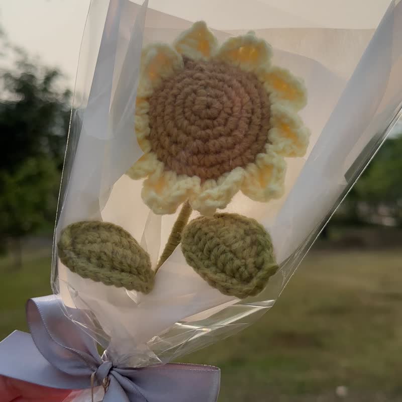 單支向日葵花束 /小 / 贈似顏繪款 毛線鉤織 - 乾燥花/永生花 - 其他材質 黃色