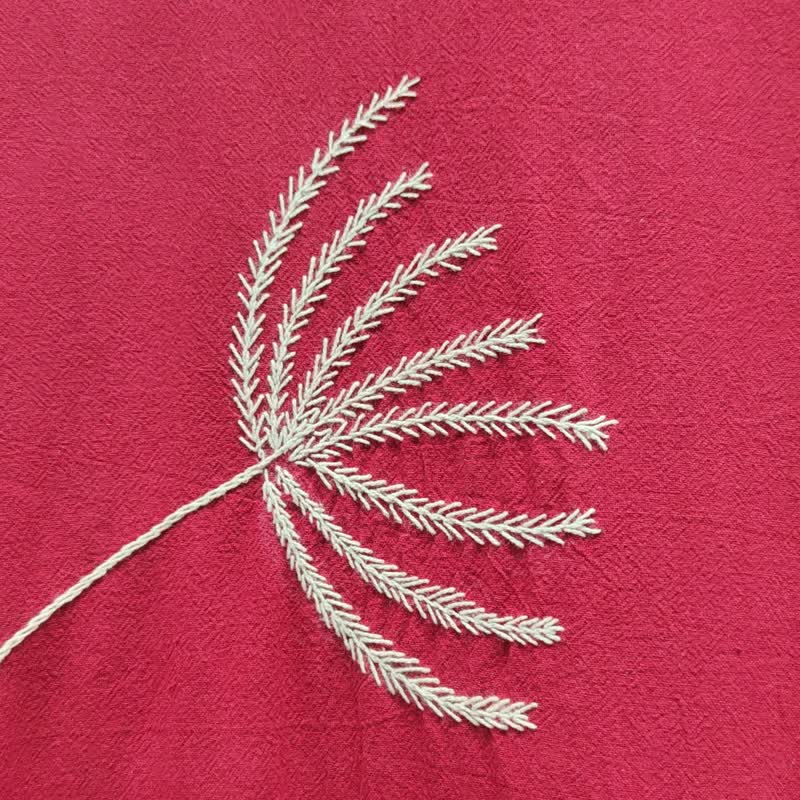 Em Maxi Red - 長袖刺繡長紅色洋裝 - 洋裝/連身裙 - 棉．麻 紅色