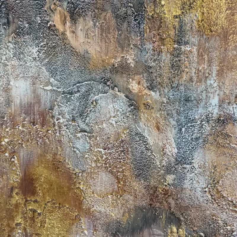 Abstract Gold Leaf Wall Art Original Colorful Artwork Modern Acrylic Painting - 壁貼/牆壁裝飾 - 壓克力 多色