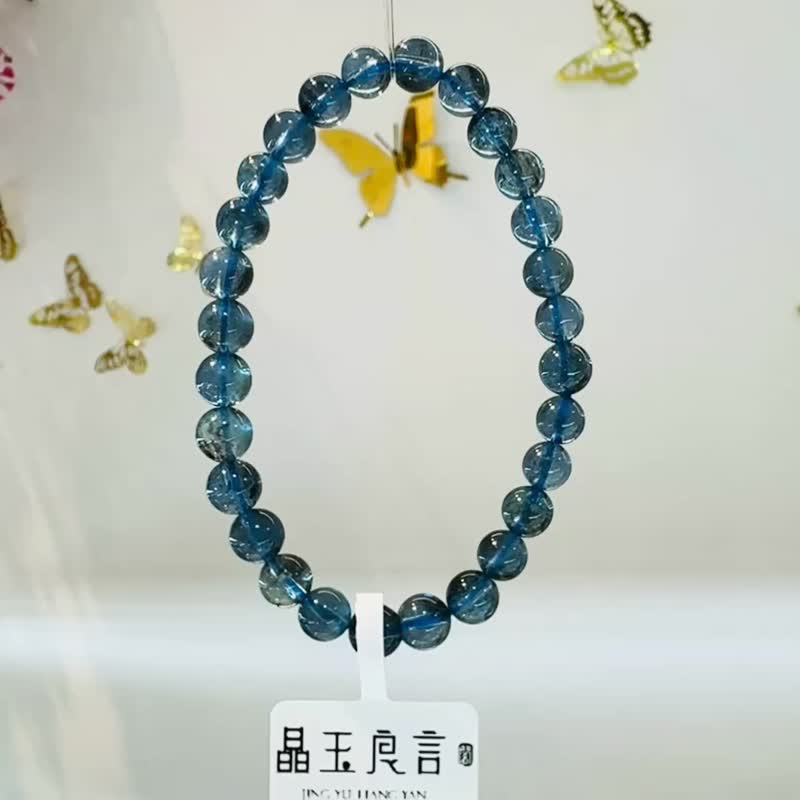 天然魔鬼海藍寶6mm9.95g金屬光澤冥想水晶首選釋放壓力店主自用 - 手鍊/手環 - 水晶 藍色