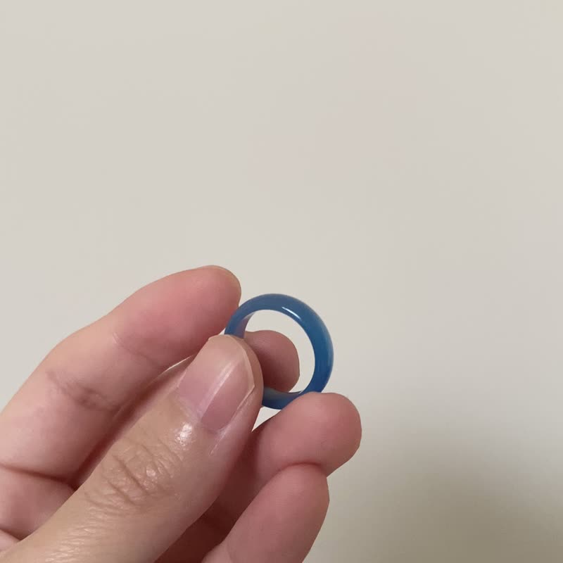 藍玉髄厚圈戒指 - 戒指 - 玉石 藍色
