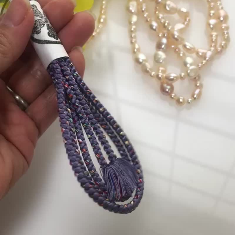 正絹　伊賀くみひも　細帯締め　組紐ベルト　3.5mm 　藤紫　マルチカラー　150cm - 皮帶/腰帶 - 絲．絹 紫色