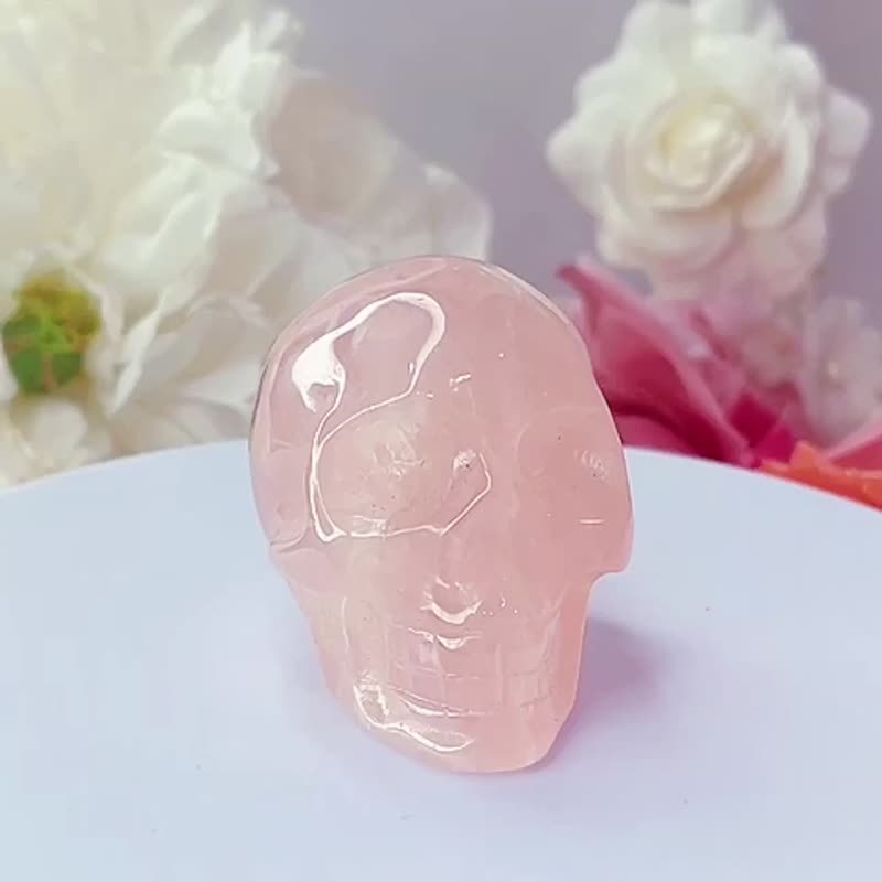NO.5 rare rainbow light pink crystal skull to assist meditation and enhance the sixth sense energy skull - Items for Display - Crystal Pink