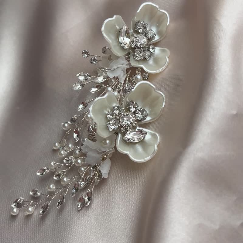 Wedding Bridal Bride Flower Large Earrings - Earrings & Clip-ons - Other Metals Silver