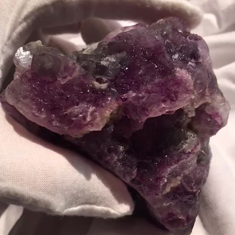 階梯彩虹螢石 閃閃發光軟糖 礦標 原石 紫色 綠色 水晶 crystal - 擺飾/家飾品 - 水晶 紫色