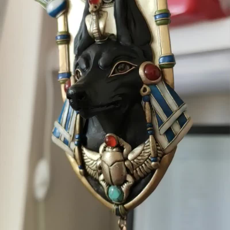 Anubis necklace,Egyptian jewelry,Ethnic necklace,Anubis pendant,Anubis jewelry, - Necklaces - Clay Multicolor