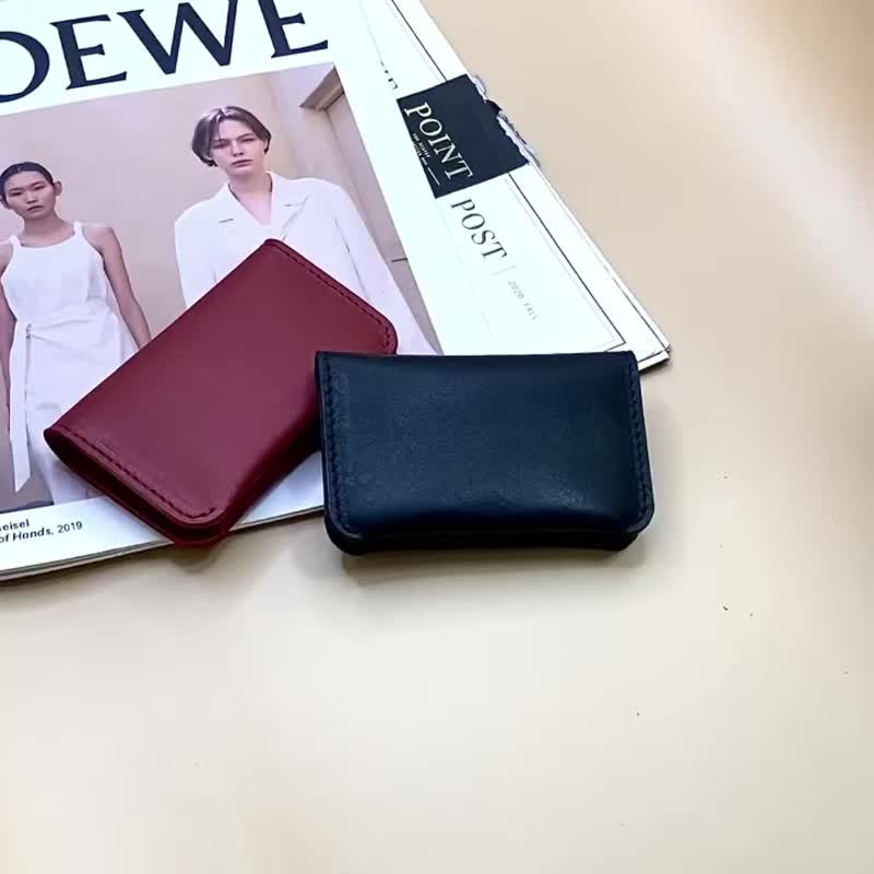 Genuine leather folding business card holder business card box/card holder/credit card holder can be customized with hot stamping/embossing - ที่เก็บนามบัตร - หนังแท้ 