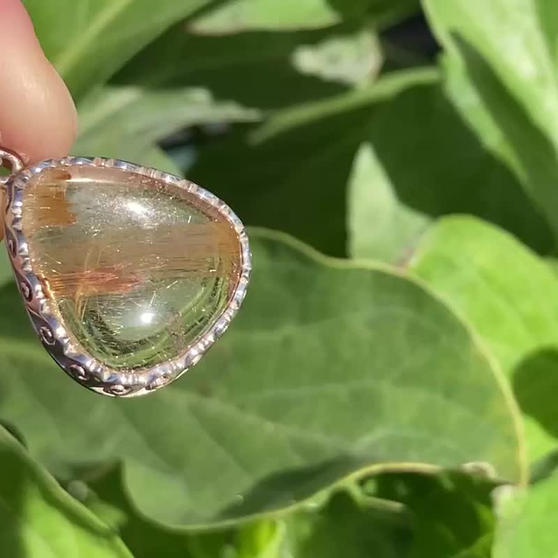天然 髮晶 墜 尼泊爾 手工製 925純銀 - 項鍊 - 水晶 