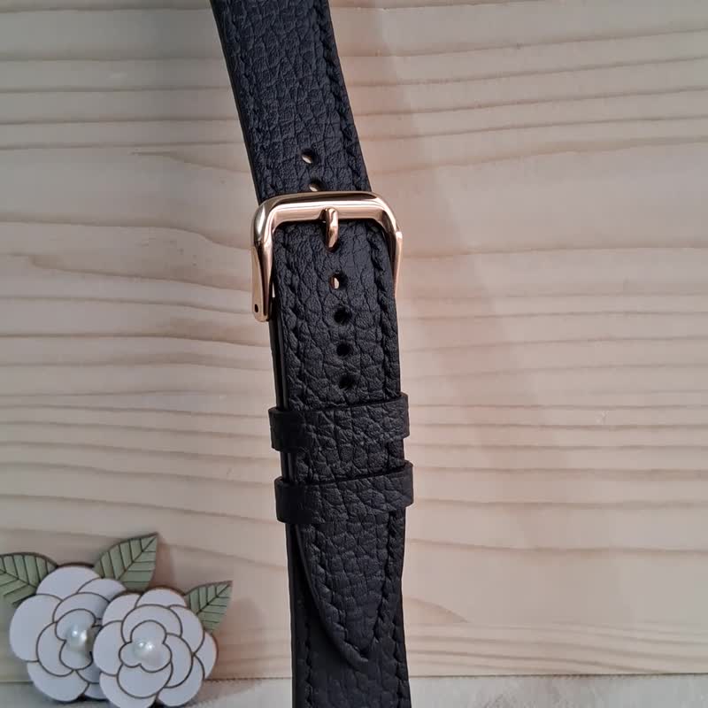 apple watch錶帶 / 柔軟親膚 / 高級皮革 / 手工製作 / 黑色 - 錶帶 - 真皮 
