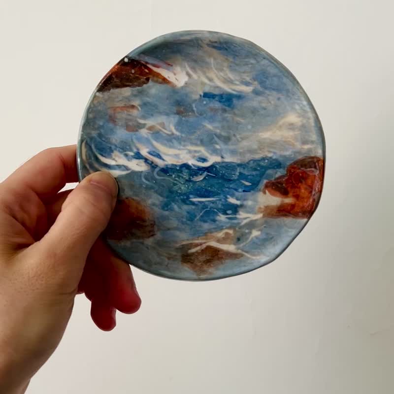 岩石海浪 手繪陶 10.5 x 10.2 x 1.6 cm - 擺飾/家飾品 - 陶 