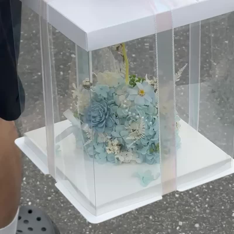 Immortal Cake Flowers/Sola Flowers Dried Flowers Unwithered Flowers Cream Hydrangea Birthday Baby Blue - ช่อดอกไม้แห้ง - พืช/ดอกไม้ สีน้ำเงิน