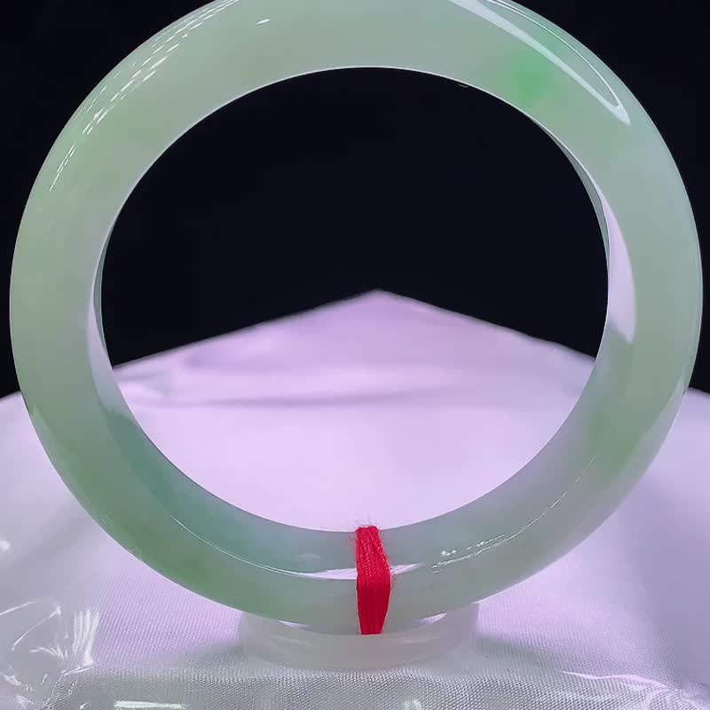 緬甸老坑 天然A貨翡翠手鐲 圈口58.4MM 冰潤 水頭足 編號05888 - 手鍊/手環 - 玉石 