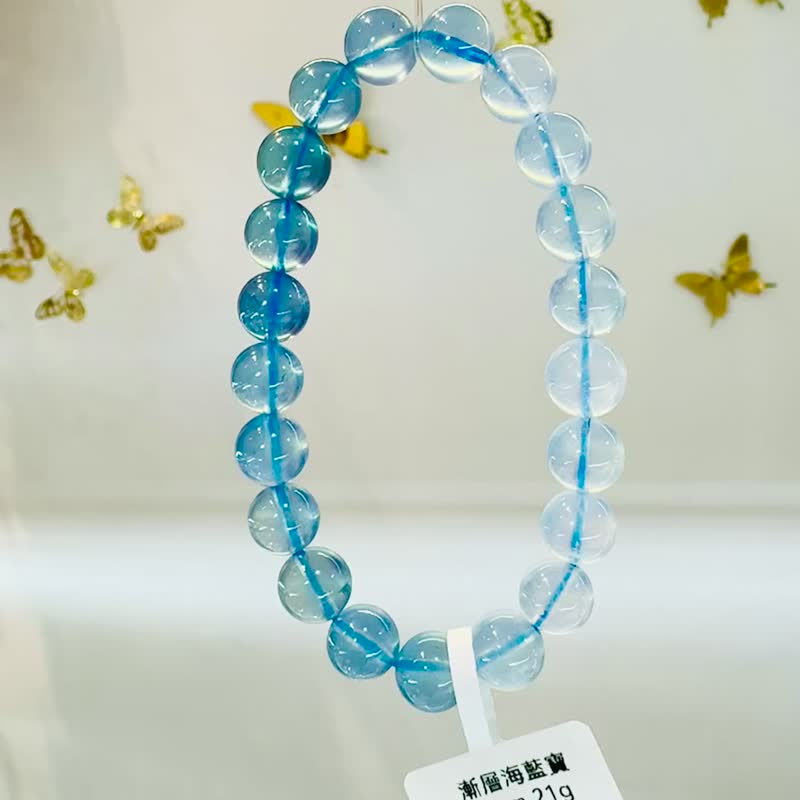 小精品星耀銀河閃亮漸層海洋星光海藍寶9mm21g釋放壓力舒緩情緒 - 手鍊/手環 - 水晶 藍色