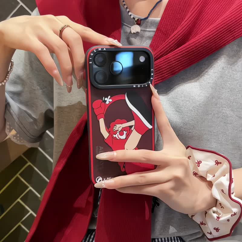 【隱藏式磁吸】Mr.Ocean鋁合金按鍵全磨砂防摔防刮iPhone17p-17pm - 手機殼/手機套 - 塑膠 紅色