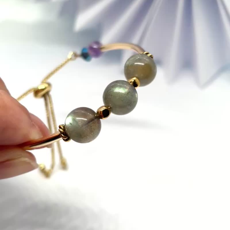 Labradorite crystal bracelet - 手鍊/手鐲 - 水晶 卡其色