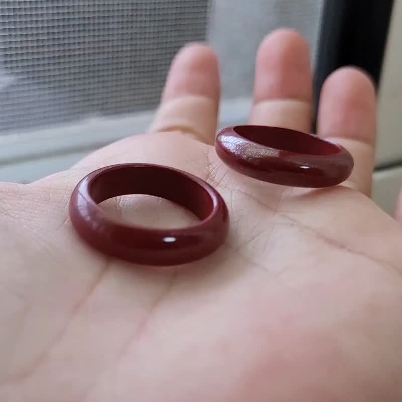 【親翠】天然硃砂 紫金砂紅色大方手指鐲15.5號18號戒圈 - 戒指 - 濃縮/萃取物 紅色