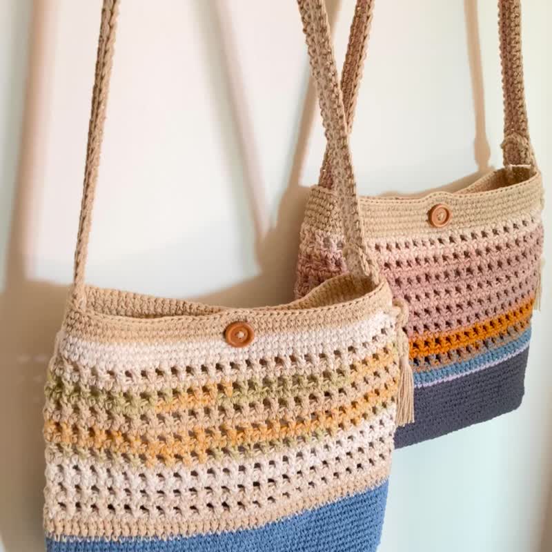 Cross-body hand-woven hole-in-the-wall cotton - กระเป๋าแมสเซนเจอร์ - ผ้าฝ้าย/ผ้าลินิน หลากหลายสี