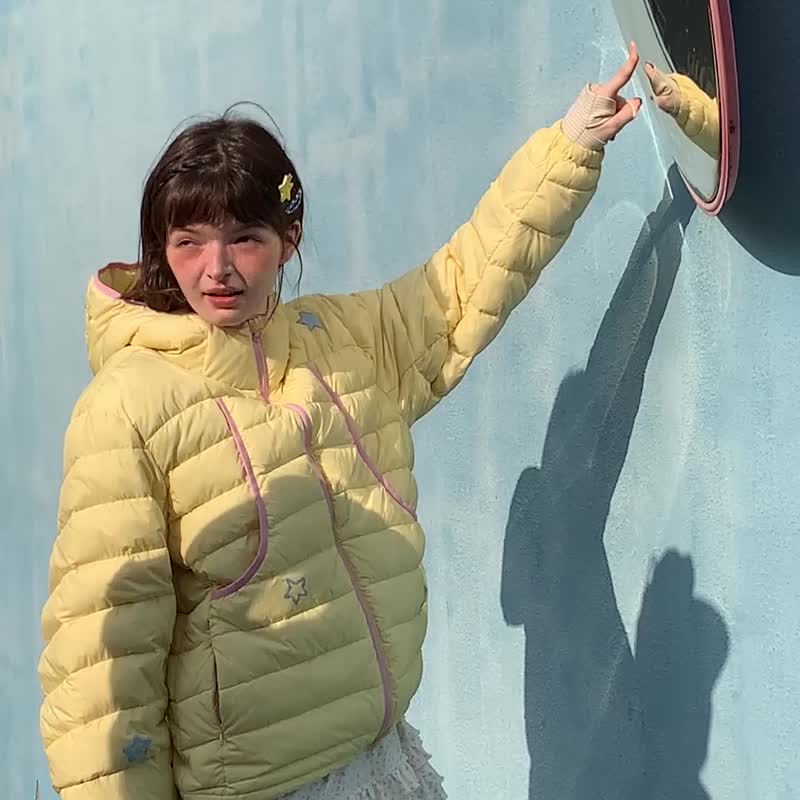 odd maker戶外輕量防水抗靜電90白鴨絨連帽排骨羽絨服冬保暖外套 - 女大衣/外套 - 其他人造纖維 