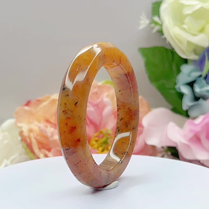 NO.161老料踏雪尋梅六方鐲 內徑52MM 圈口 佘太翠玉鐲 特色手鐲 - 手鍊/手環 - 玉石 