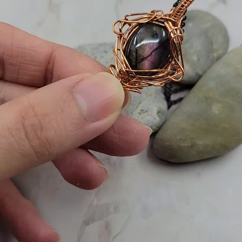 Purple Labradorite Classic Style Copper Necklace - Necklaces - Copper & Brass 