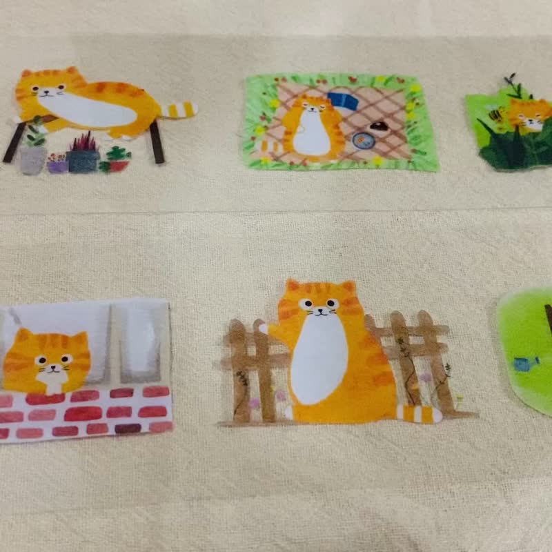 Orange Cat's Spring - Glossy PET Tape 46cm / No replacement after the whole roll is sold out - Washi Tape - Plastic 