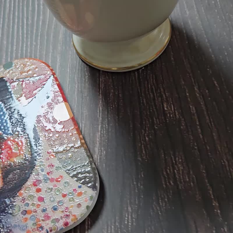 傑克羅素點點-吸水陶瓷杯墊 - 杯墊 - 陶 橘色