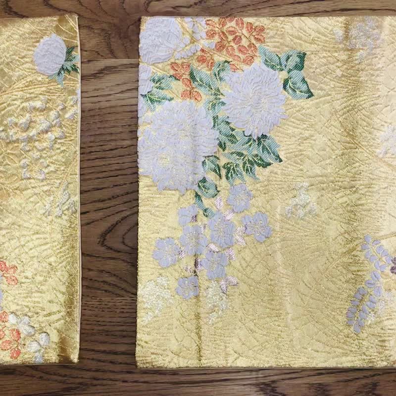 ランチョンマット　６点セット　着物帯にて制作 - 桌布/桌巾/餐墊 - 絲．絹 金色