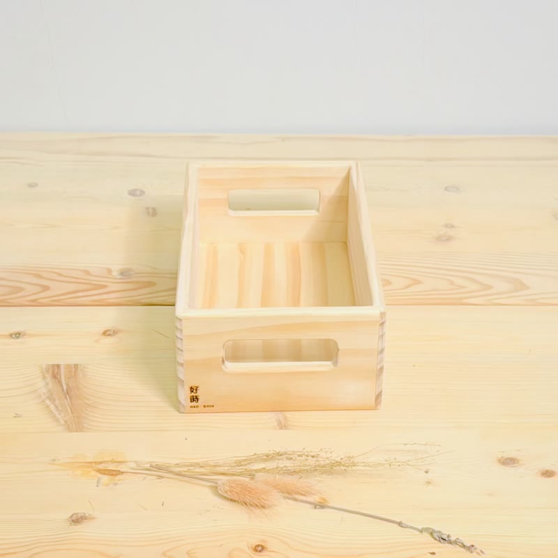 Wooden Box with Open Hole Handle No. 1 [23 x15 x9] - Woodwork Series - Give your home a warmth - Storage - Wood Khaki