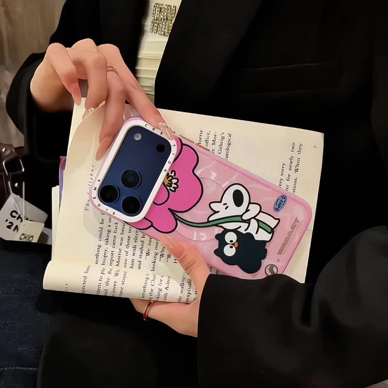 【隱藏式磁吸】WallART鋁合金按鍵全磨砂防摔防刮iPhone17p-17pm - 手機殼/手機套 - 塑膠 粉紅色