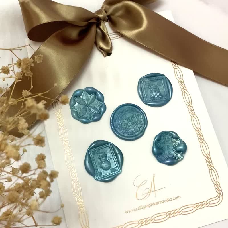 【聖誕】火漆貼紙 信封封口貼 冰藍色 特別版 貼紙 客製化 純手工 - 包裝材料/包裝紙 - 其他材質 綠色