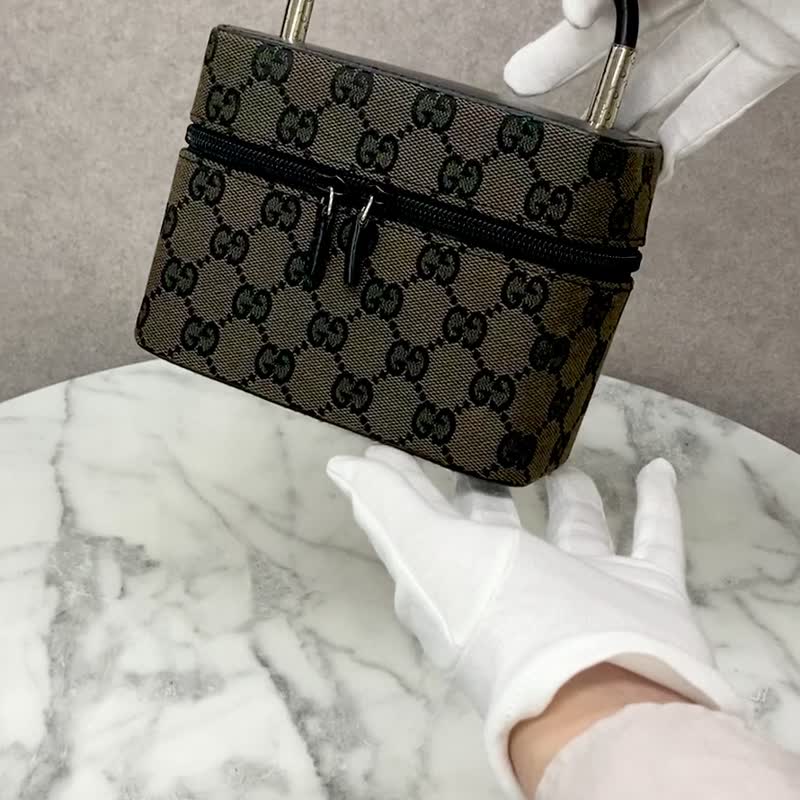 【 日本直送　名牌中古包 】GUCCI グッチ GG ハンドバッグ ブラック キャンバス ミニバッグ バニティバッグ vintage ヴィンテージ px6678 - 手提包/手提袋 - 棉．麻 黑色