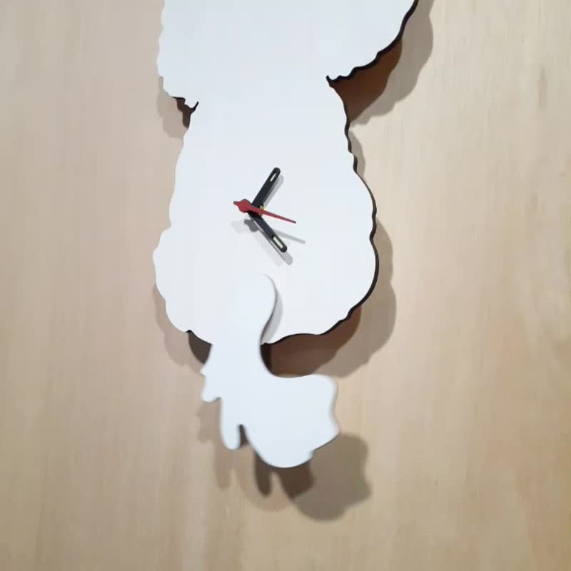 Handmade wooden creative clock I rock the most - Bichon Frize - Clocks - Wood White