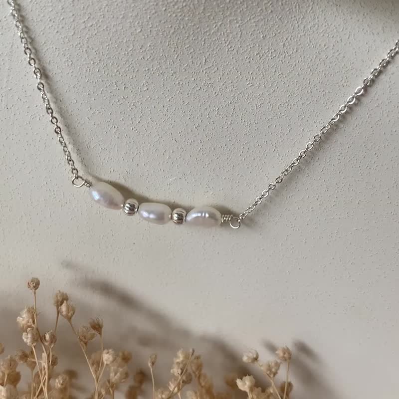 [Necklace] 925 Sterling Silver Pearl Necklace Baroque Pearl Valentine’s Day Gift - Necklaces - Sterling Silver Silver