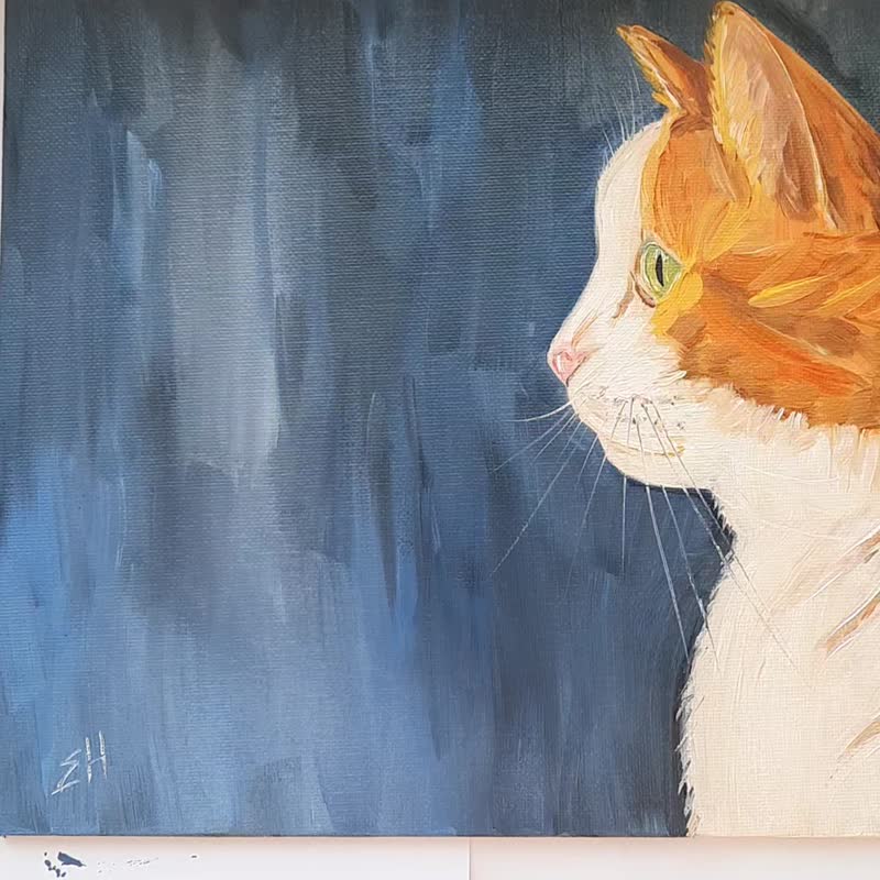 ニャンコ夫人】F3 絵画 油絵 キャンバス 絵本 猫 子猫 ネコ